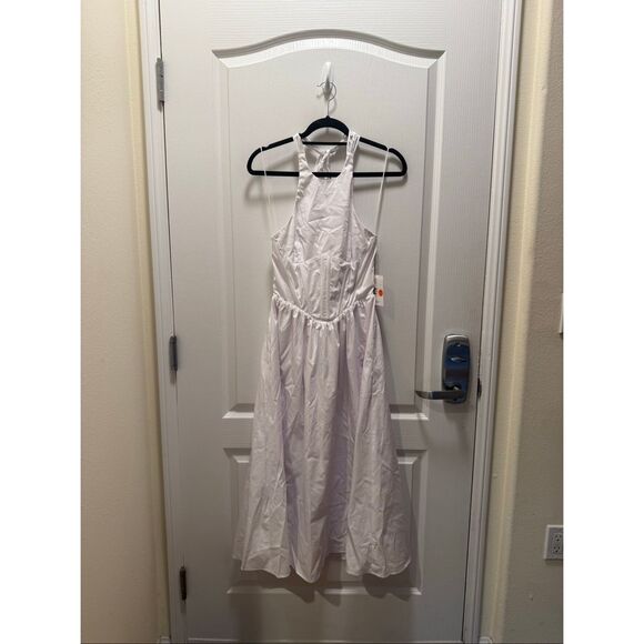 NIA Rio vintage inspired Halter White Poplin Midi Dress Summer Brunch size S NWT - Picture 5 of 7